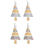 Christmas Tree Xmas Star 2 Tone Dangle Earrings