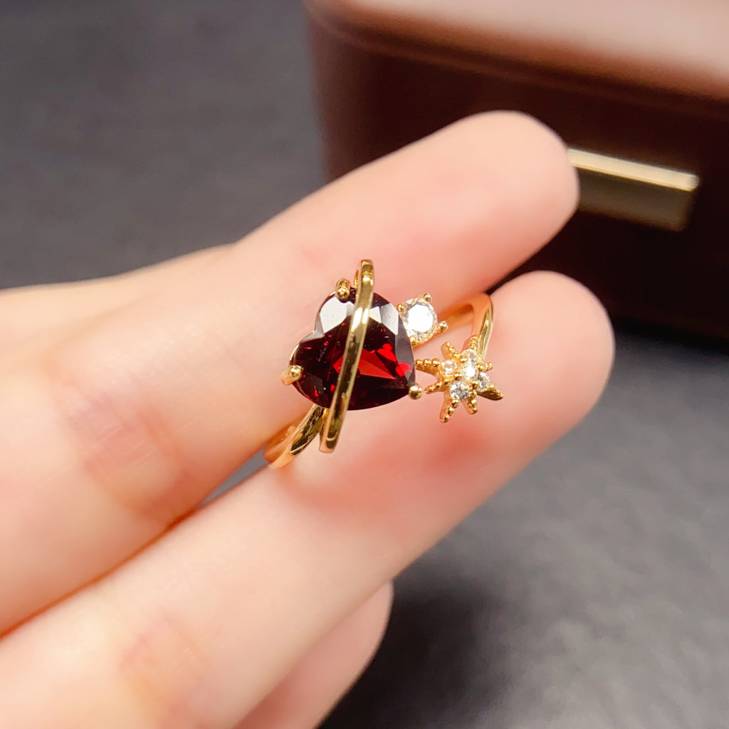 Planet Love Story Garnet Birthstone Ring