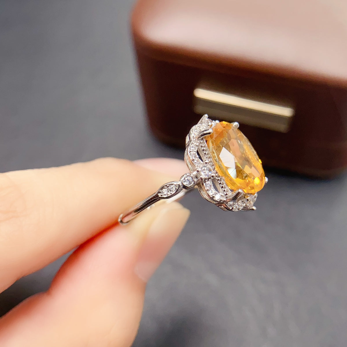 November Citrine Bezel Ring