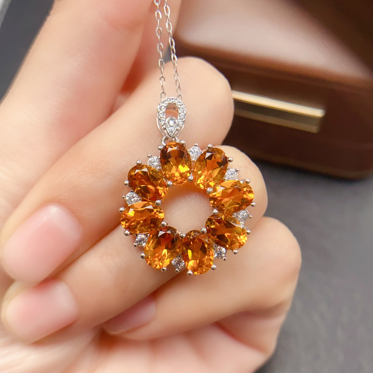 Dainty Wreath Citrine Pendant