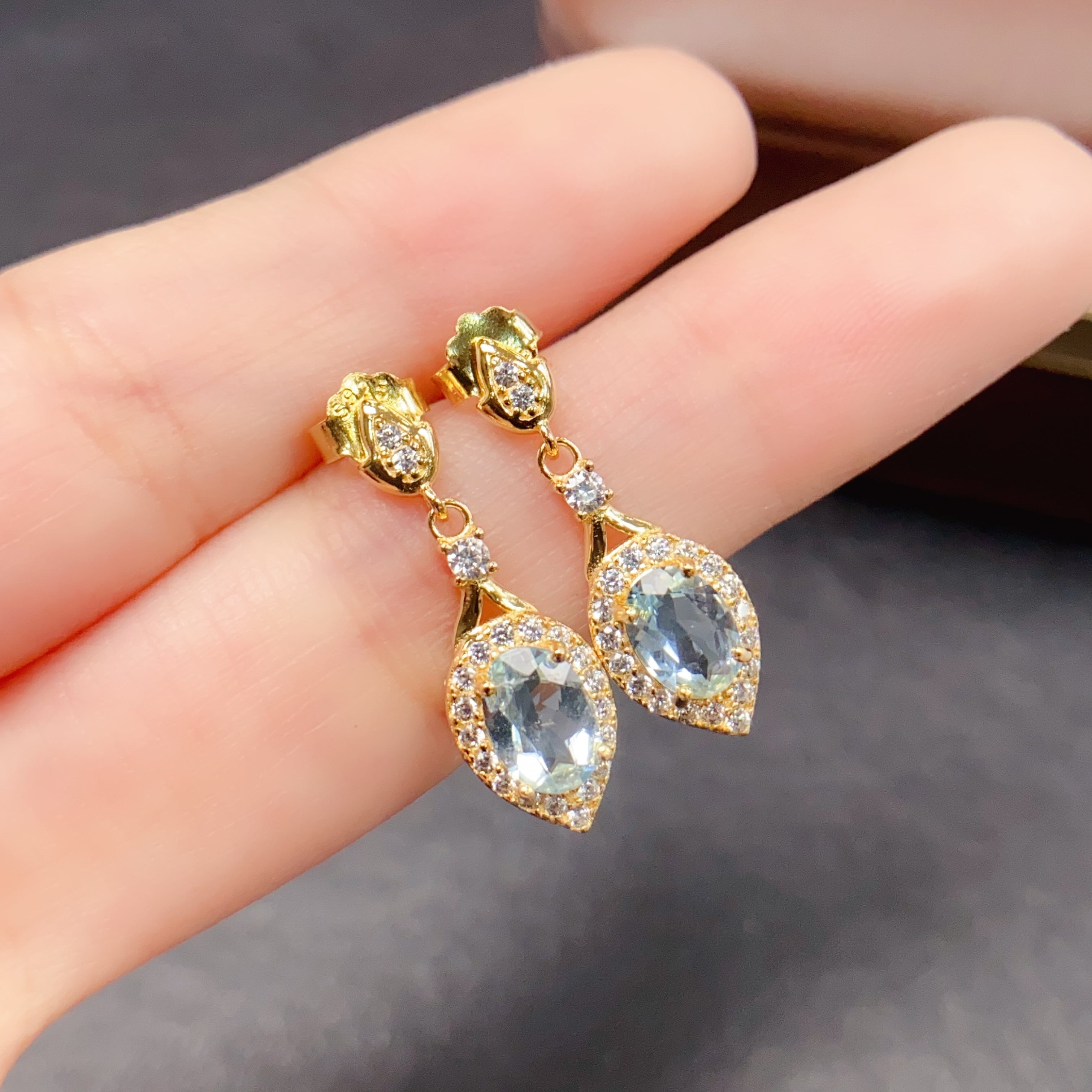 Teardrop Aquamarine March Earrings