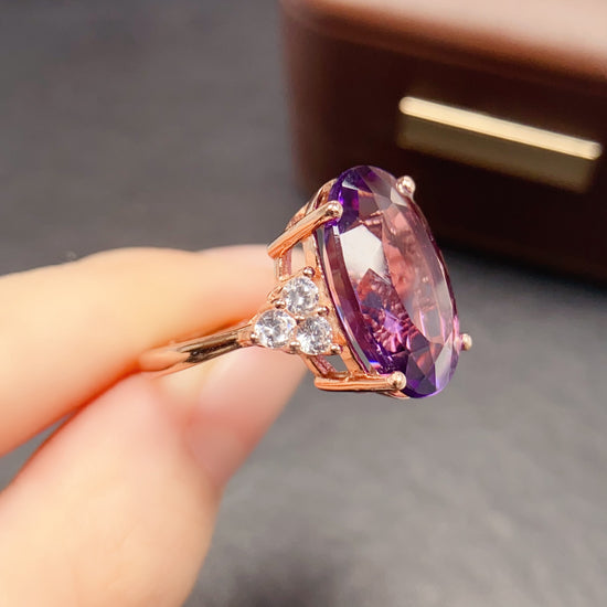 Oval Amethyst Statement Ring 