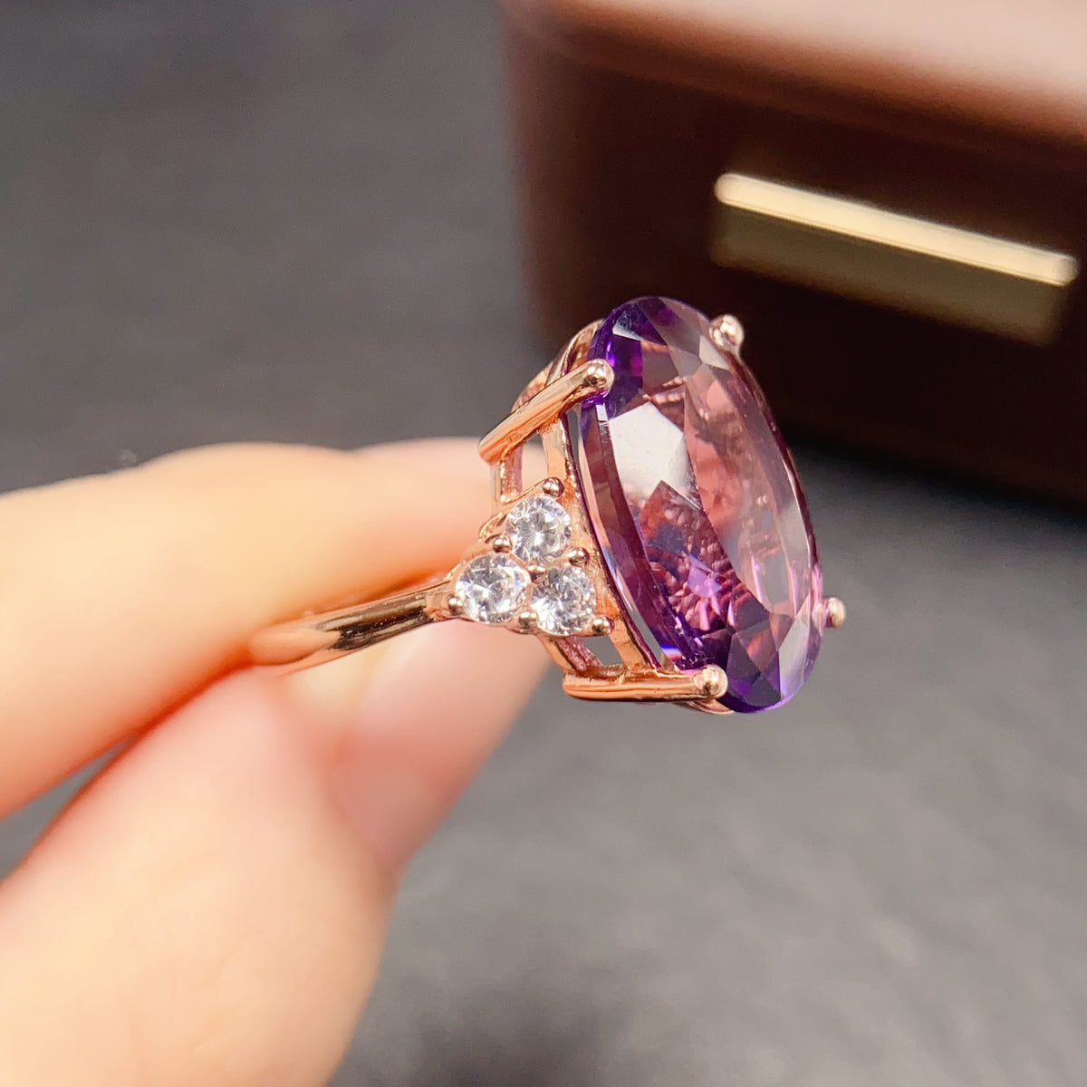 Oval Amethyst Statement Ring 
