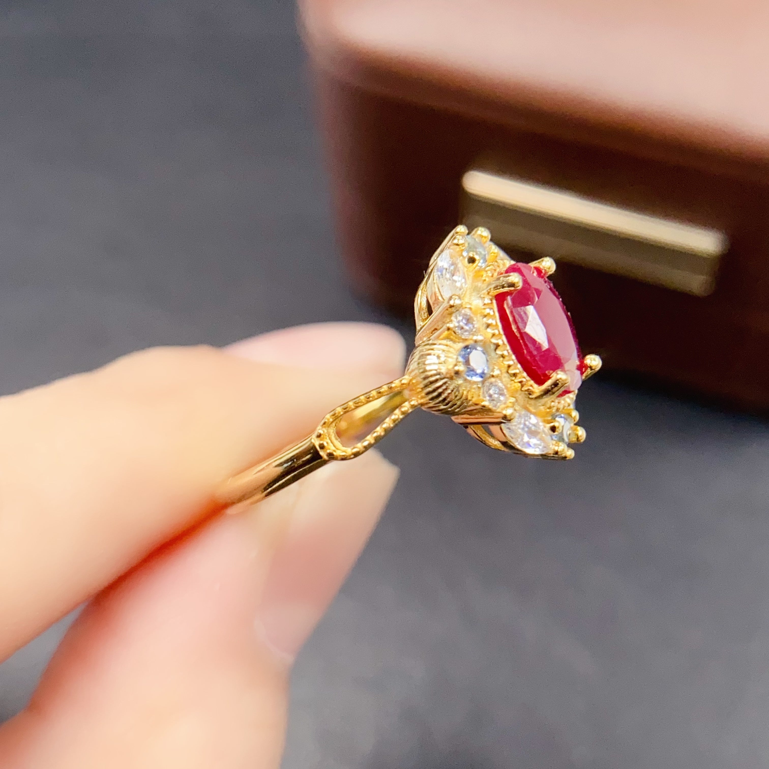 Vintage Filigree Red Ruby Ring