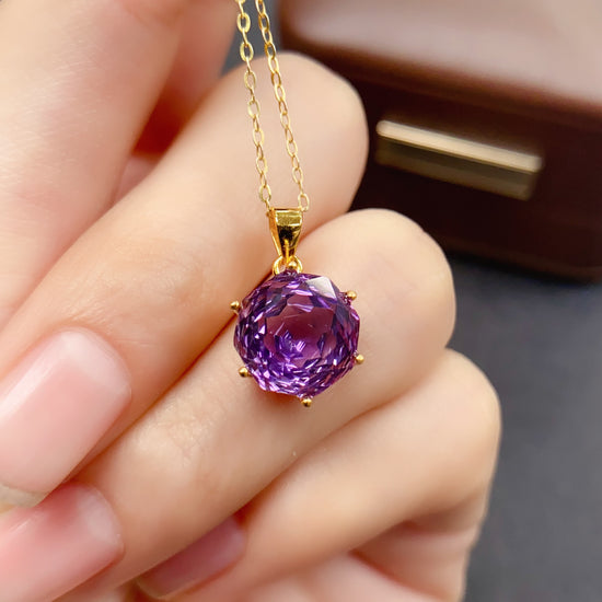 Hexagon Amethyst Gemstone Pendant