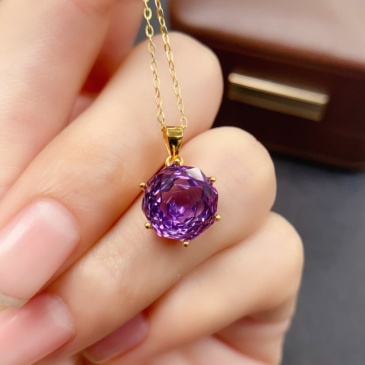 Hexagon Amethyst Gemstone Pendant
