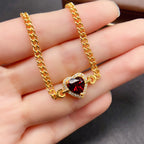 Garnet Heart Gemstone Bracelet