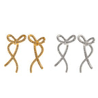 Sparkly Ribbon Bow Irregular Ear Jacket Earrings