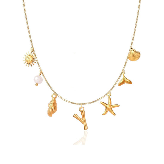 Summer Alphabet Starfish Charm Necklace