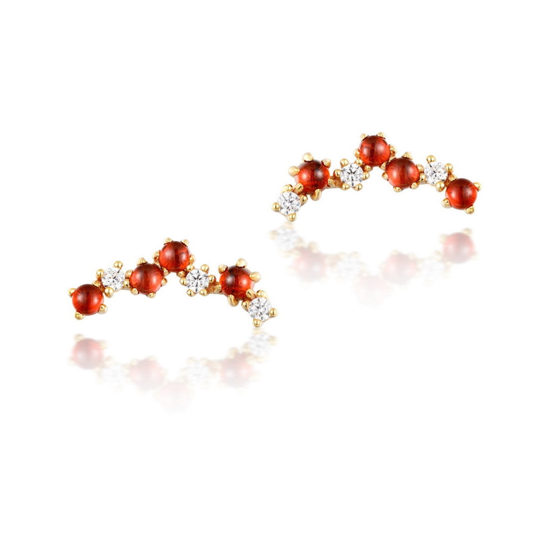 Natural Garnet Meteor Star Ear Climber Earrings