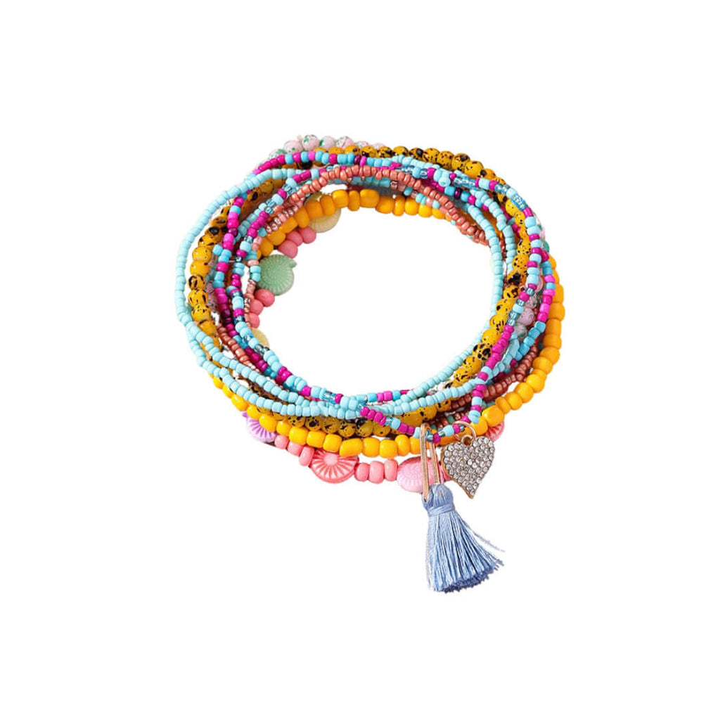 Bohemian Layered Glass Bead Tassel Anklet Chain