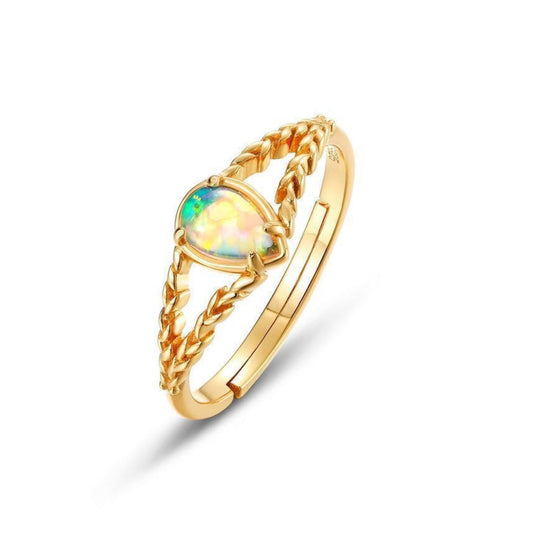 Opal Split Braid Ring October Birthstone Ring