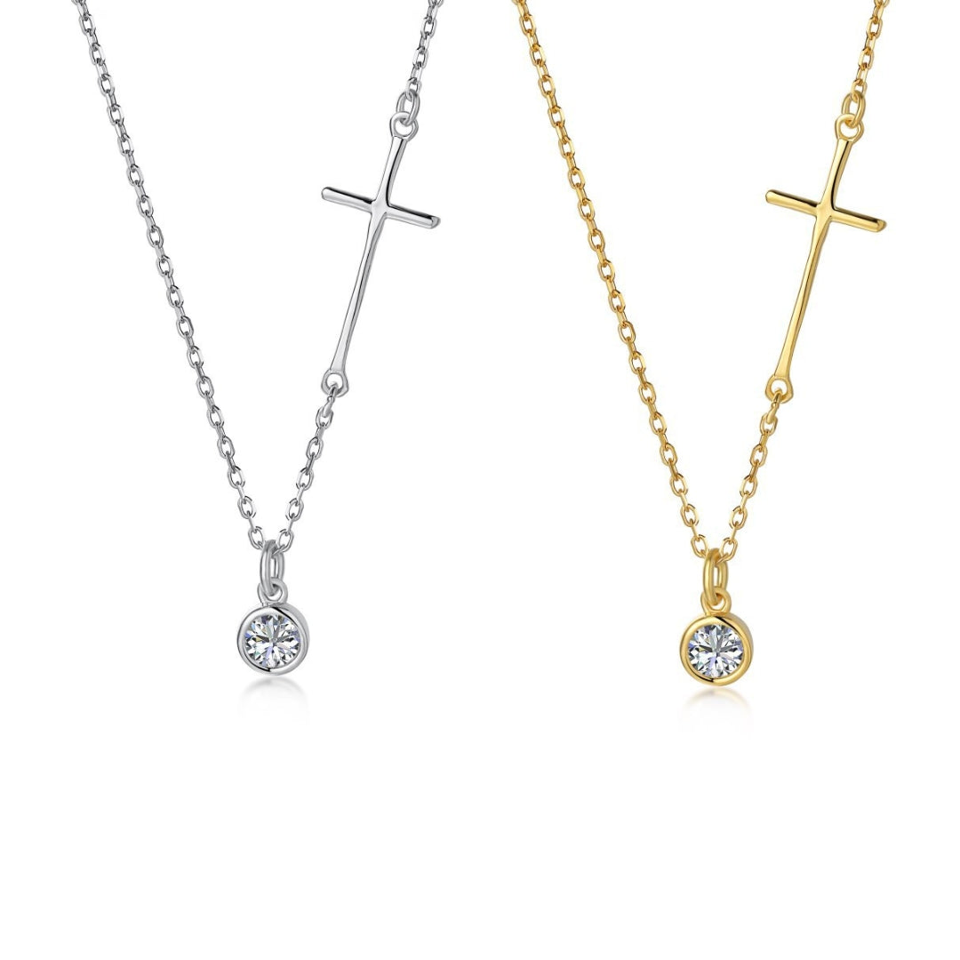 Trendy Silver Cross Chain Necklace