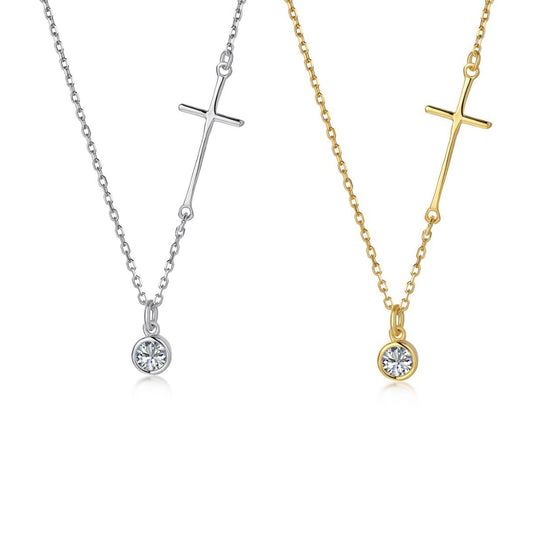 Trendy Silver Cross Chain Necklace