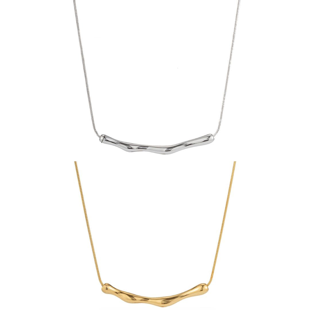 Irregular Curved Bar Versatile Herringbone Chain Necklace