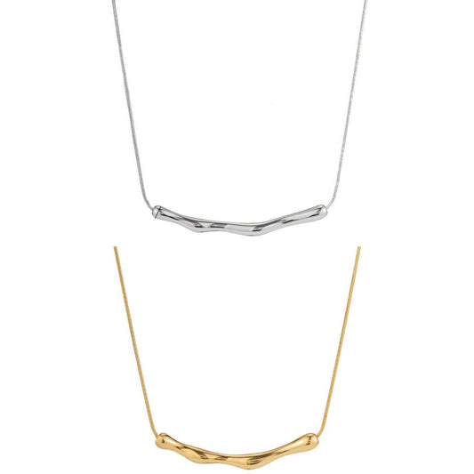 Irregular Curved Bar Versatile Herringbone Chain Necklace