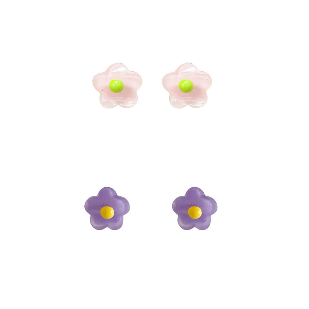Pastel Y2K Flower Resin Ear Clip On Earrings