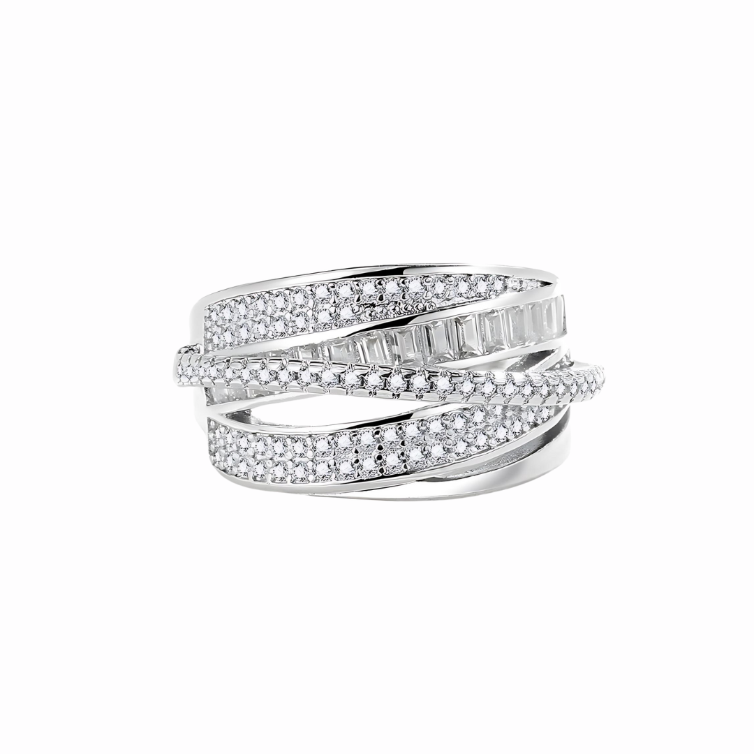 Multi Layer Zircon Stacking Wide Ring