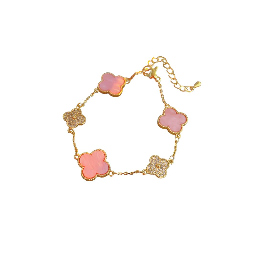 Simulated Van Cleef Clover Pink Bracelet