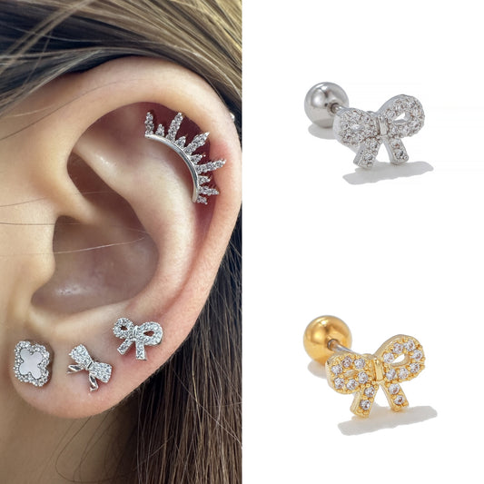 16G Cartilage Tiny Bowknot Tragus Sleeper Earrings