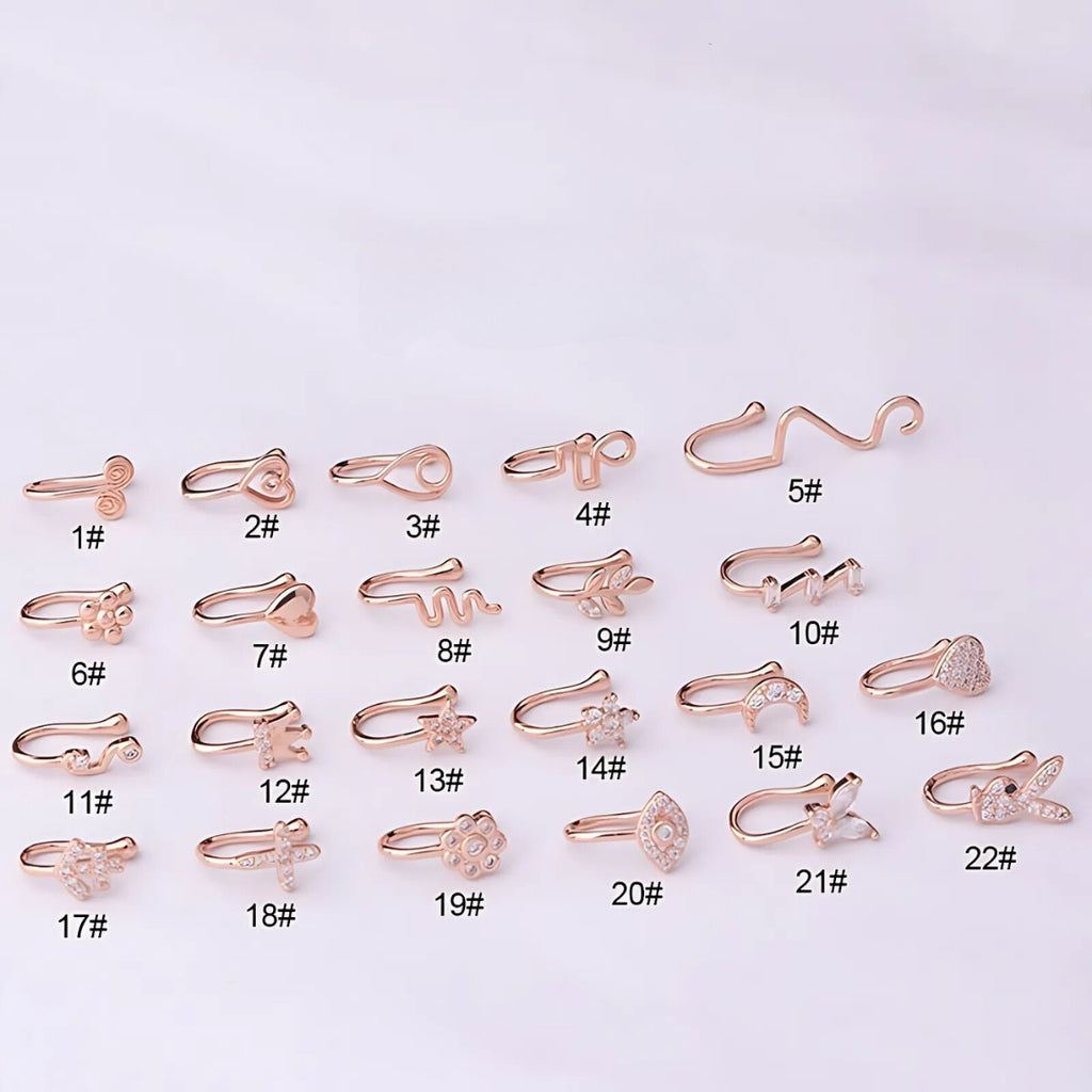 18K Gold Fake Nose Ring Cute Butterfly Nose Cuff