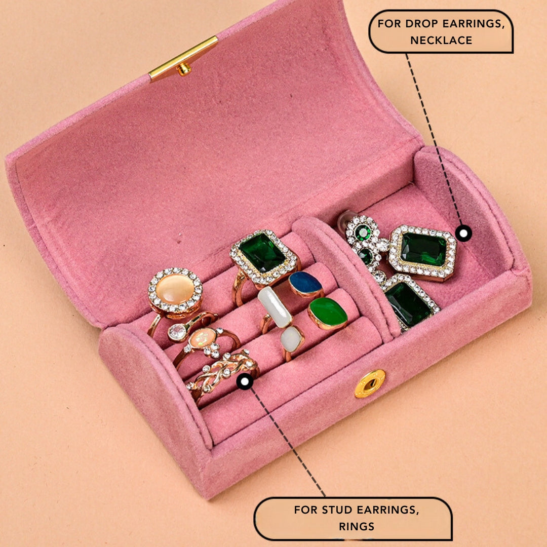 Portable Velvet Earrings Ring Jewelry Organizer Box Storage Box