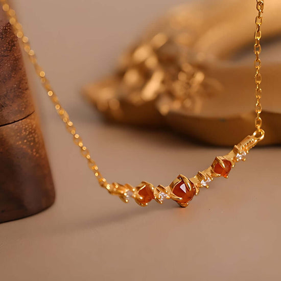 Mandarin Garnet Pendant Spiritual Chain Necklace