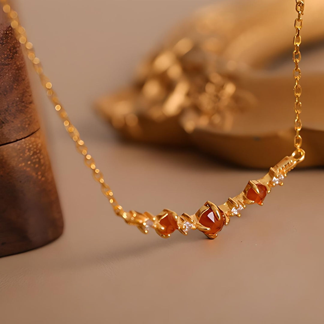 Mandarin Garnet Pendant Spiritual Chain Necklace