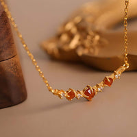 Mandarin Garnet Pendant Spiritual Chain Necklace
