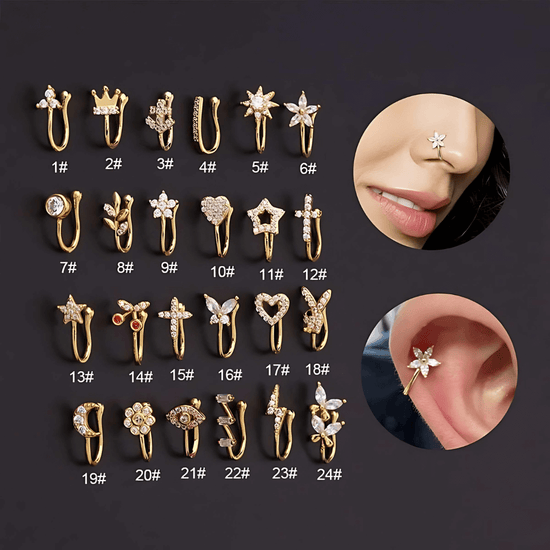 18K Gold Bunny No Piercing Nose Cuff Fake Nose Ring