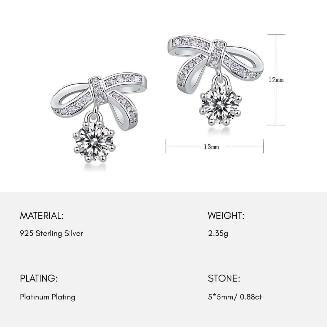 Luxury Moissanite Bow Drop Earrings