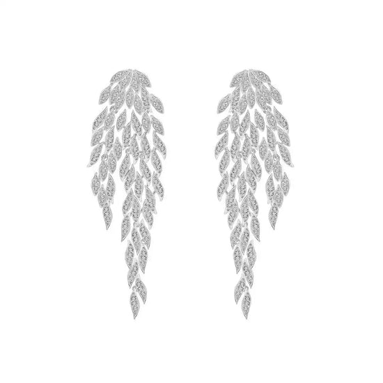 Trendy Marquise Leaf Drop Tassel Earrings