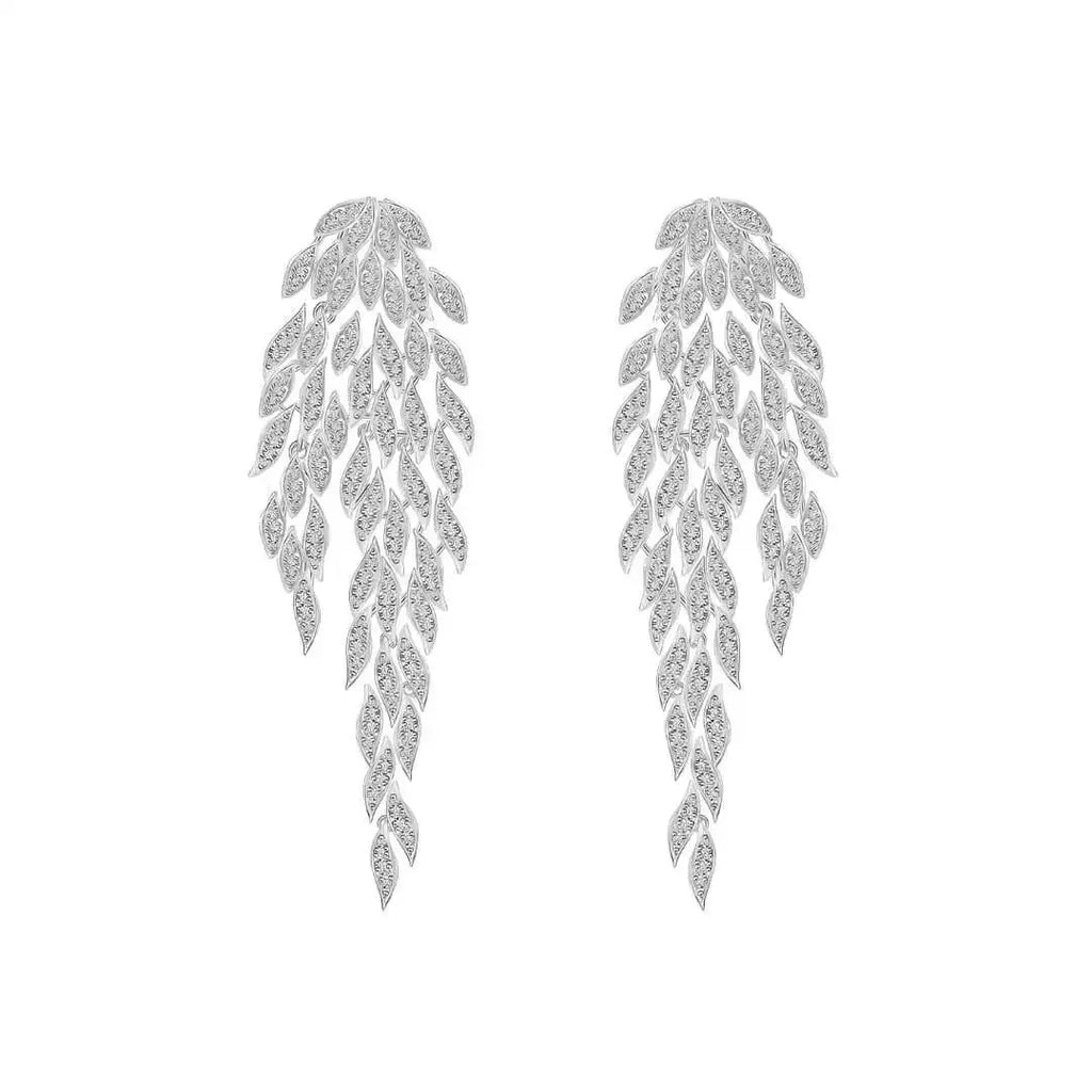 Trendy Marquise Leaf Drop Tassel Earrings