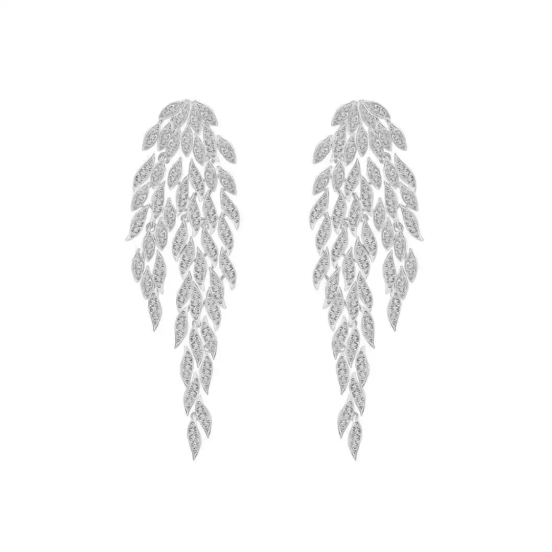 Trendy Marquise Leaf Drop Tassel Earrings