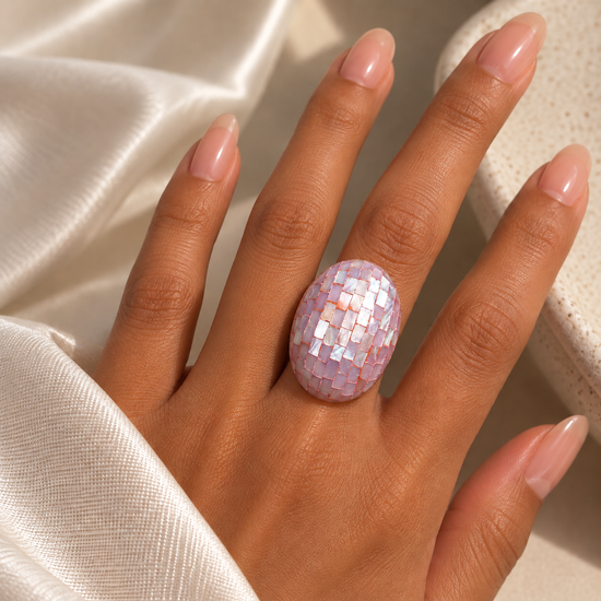 Mosaic Whisper Vintage Shell Statement Ring