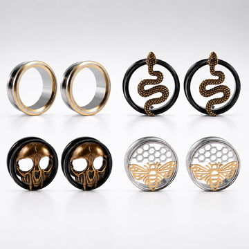 Skull Snake Stainless Steel Tunnel Plug Set 6mm to 25mm