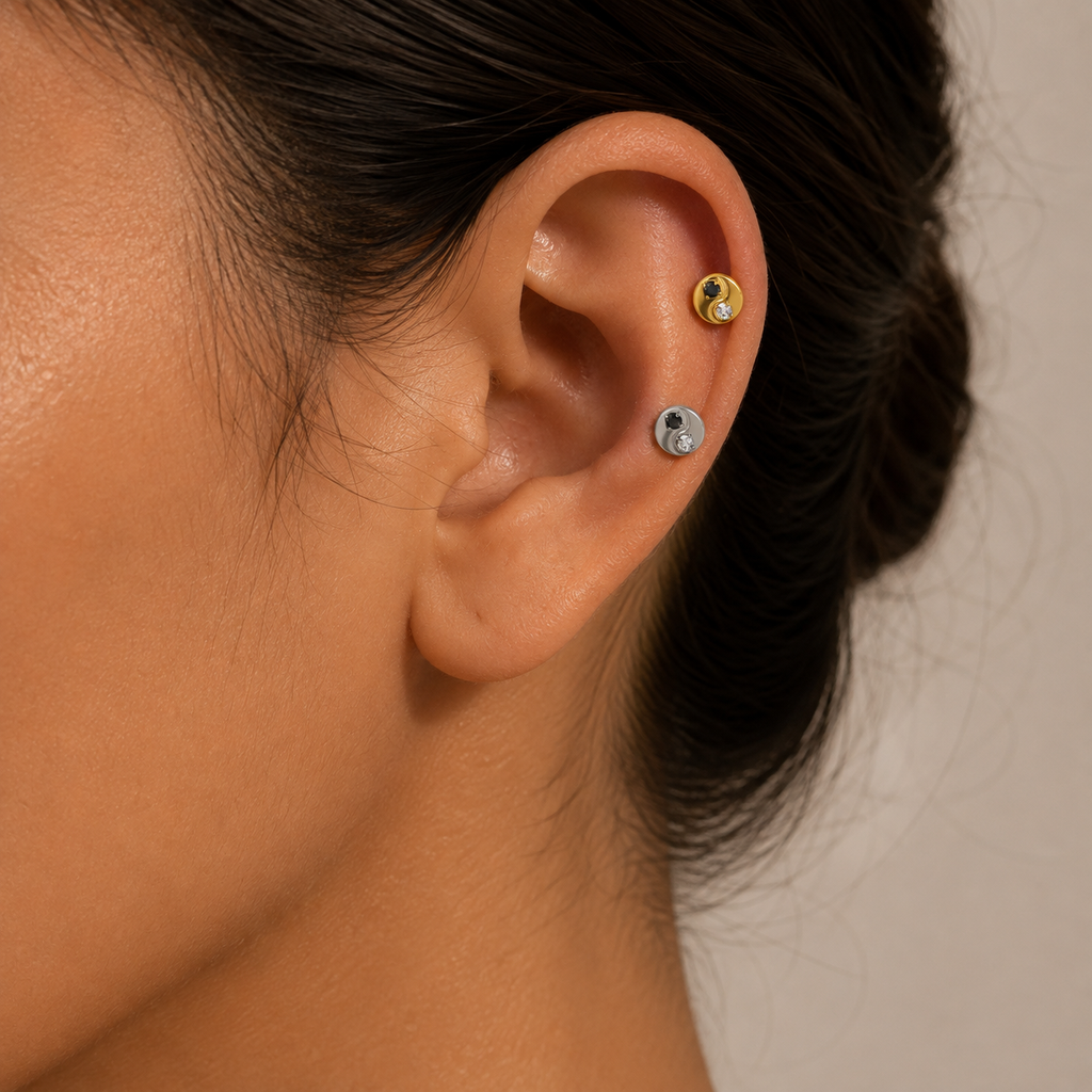 Swan Threaded Screw Flat Back Earrings