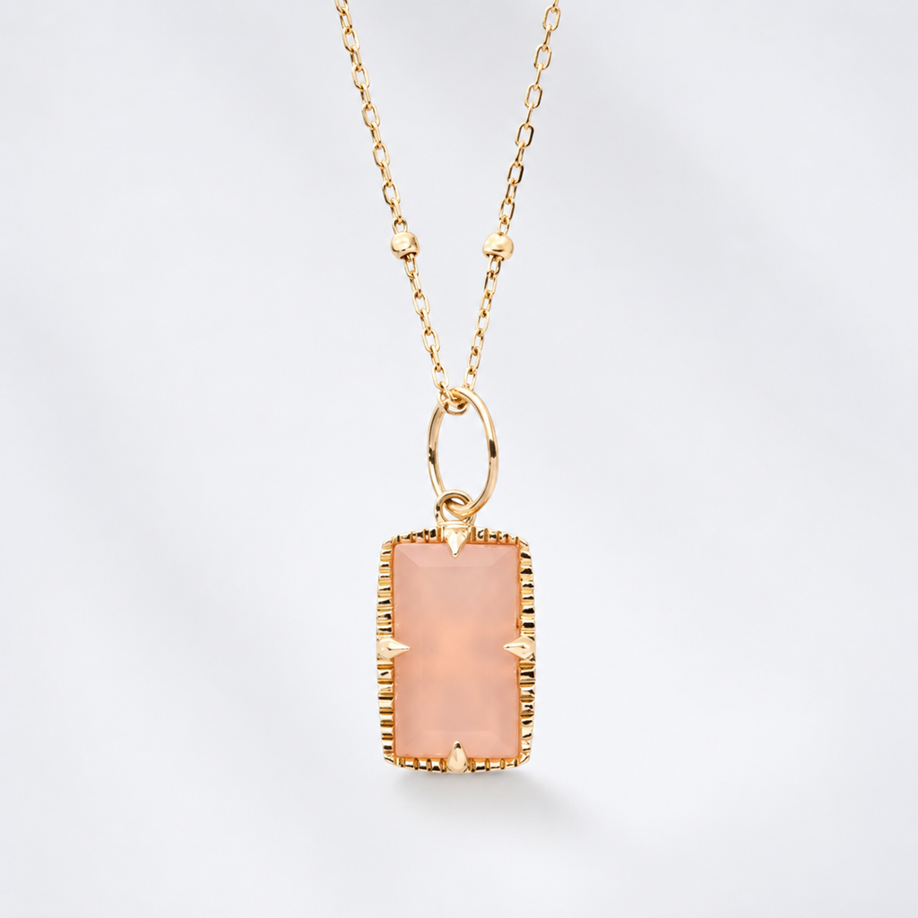 Vintage Orange Moonstone Pendant Necklace