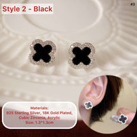 18K Gold Plated 4 Leaf Clover Stud Earrings