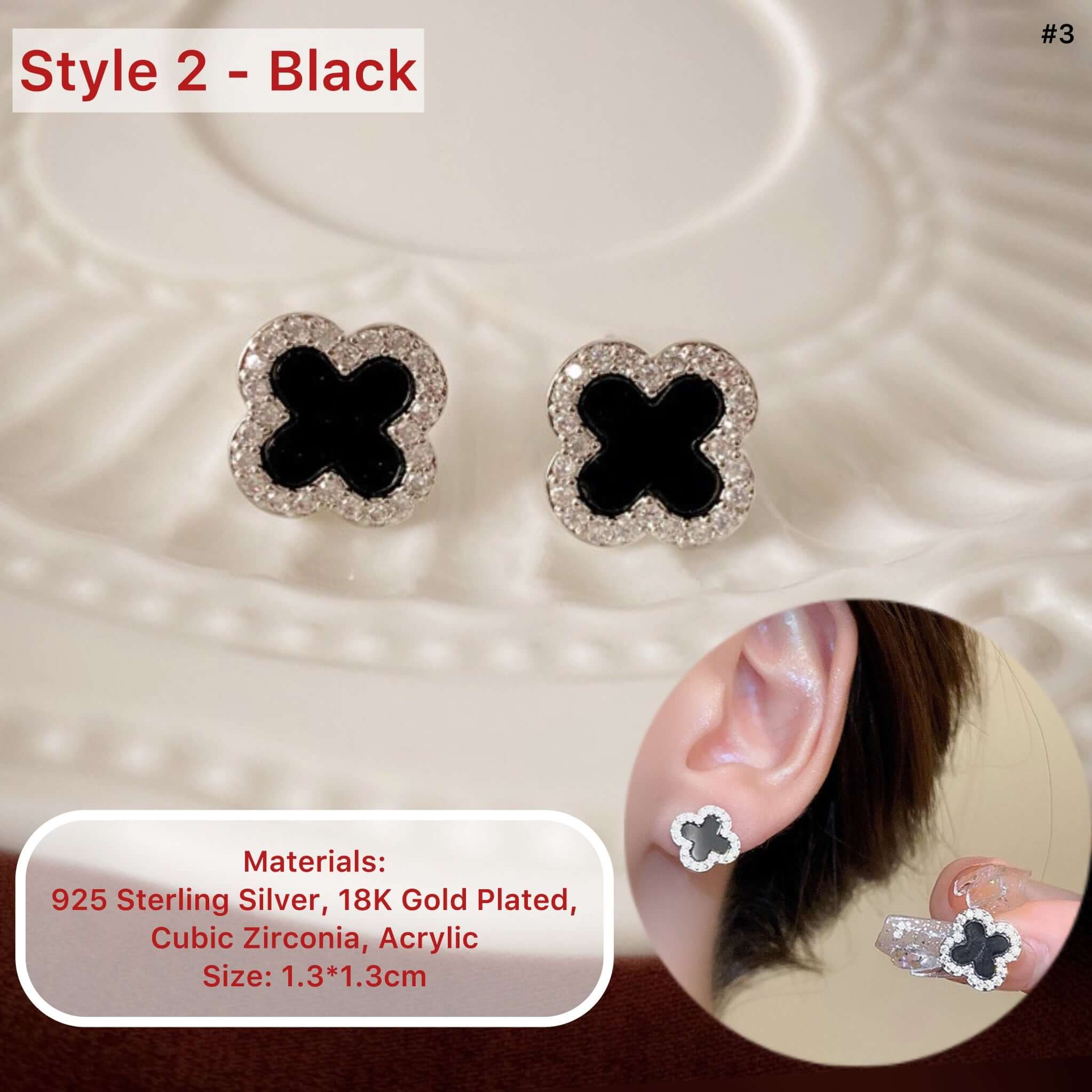 18K Gold Plated 4 Leaf Clover Stud Earrings