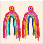 Handmade Rainbow Tassel Fringe Earrings
