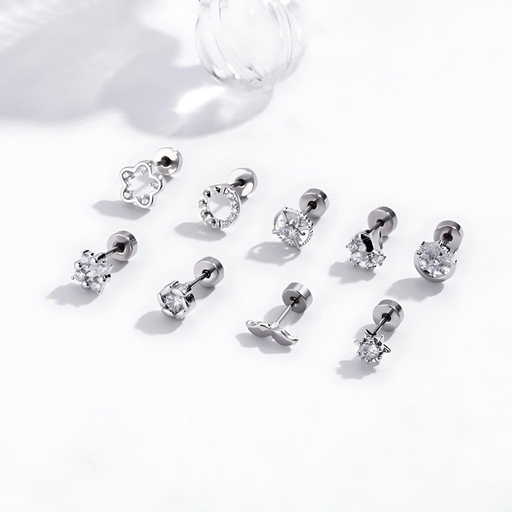 20G Tiny Beard Flat Back Labret Helix Daith Stud