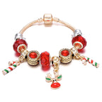 Red Gold Reindeer Charm Bracelet