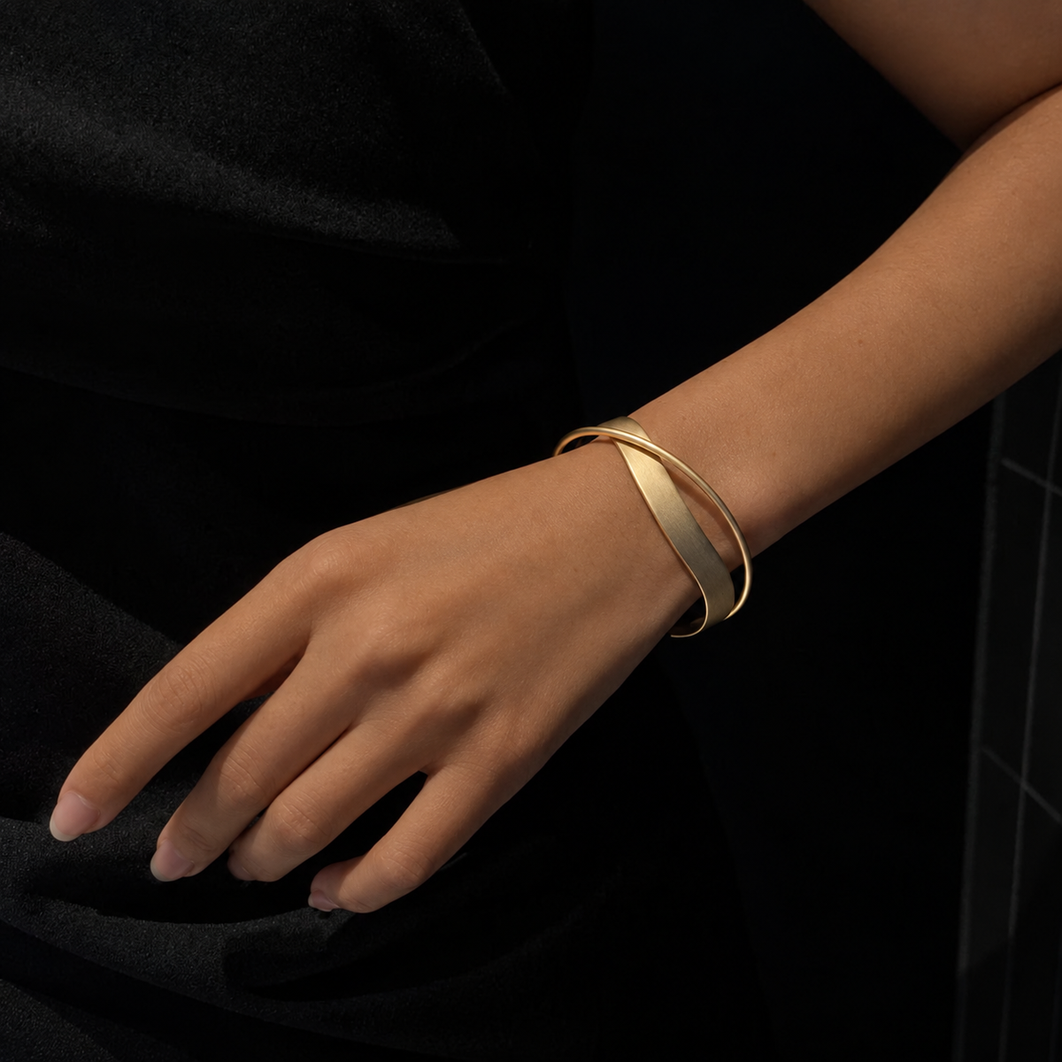 Simple Matte Finish Mobius Bangle Cuff Bracelet