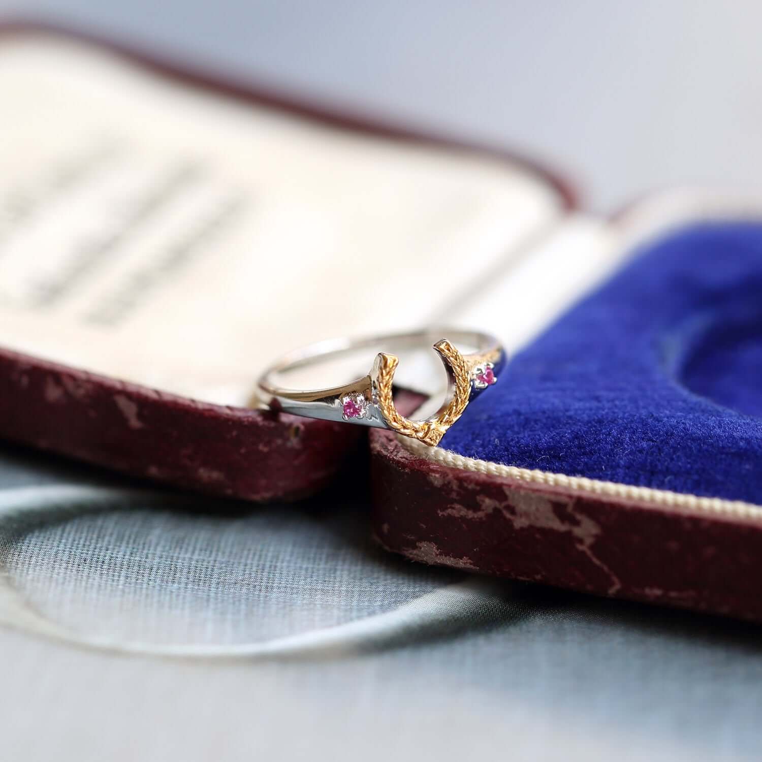 Antique Red Corundum Wisdom Horseshoe Ring | HJ189