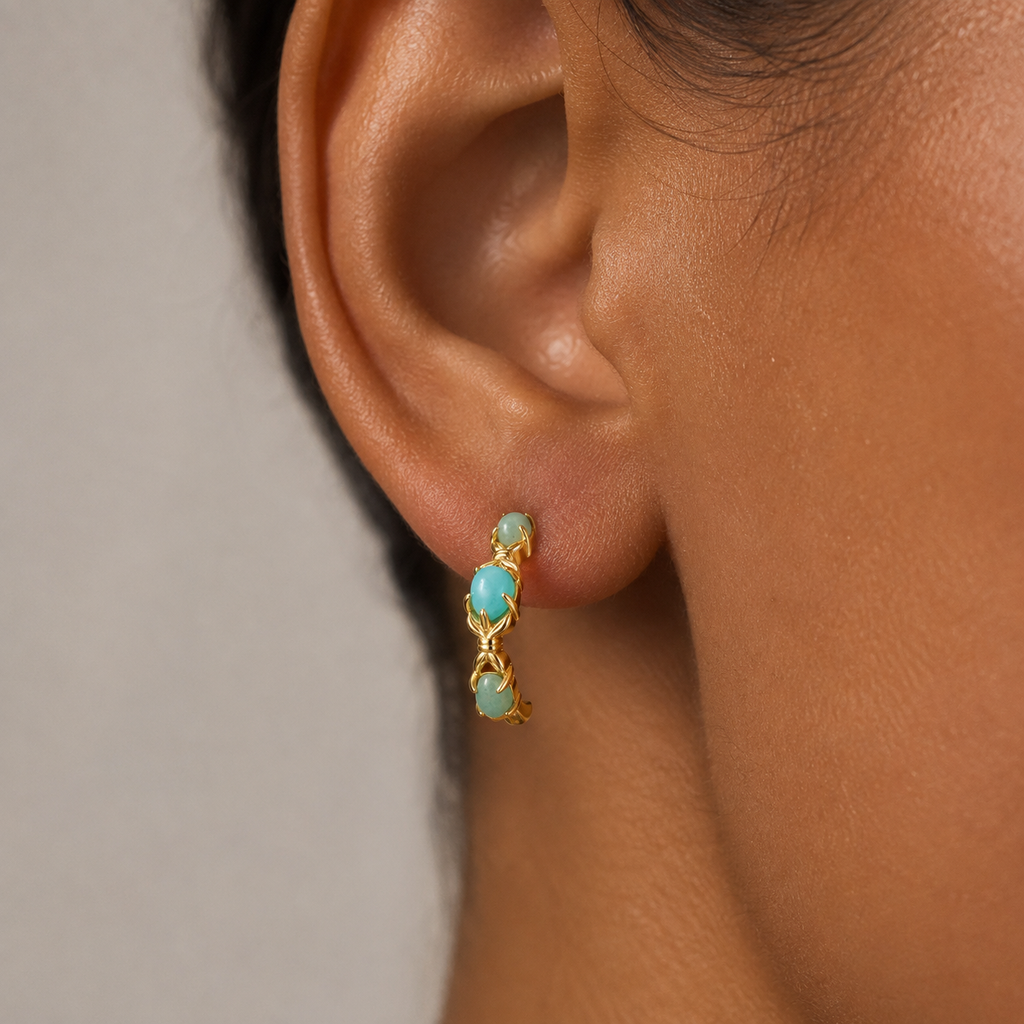 Celestial Tide Amazonite C-Hoop Earrings