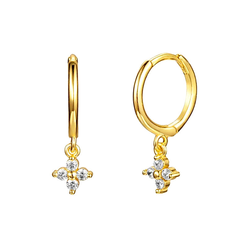 Small Flower Everyday Clip On Hoop Earrings 