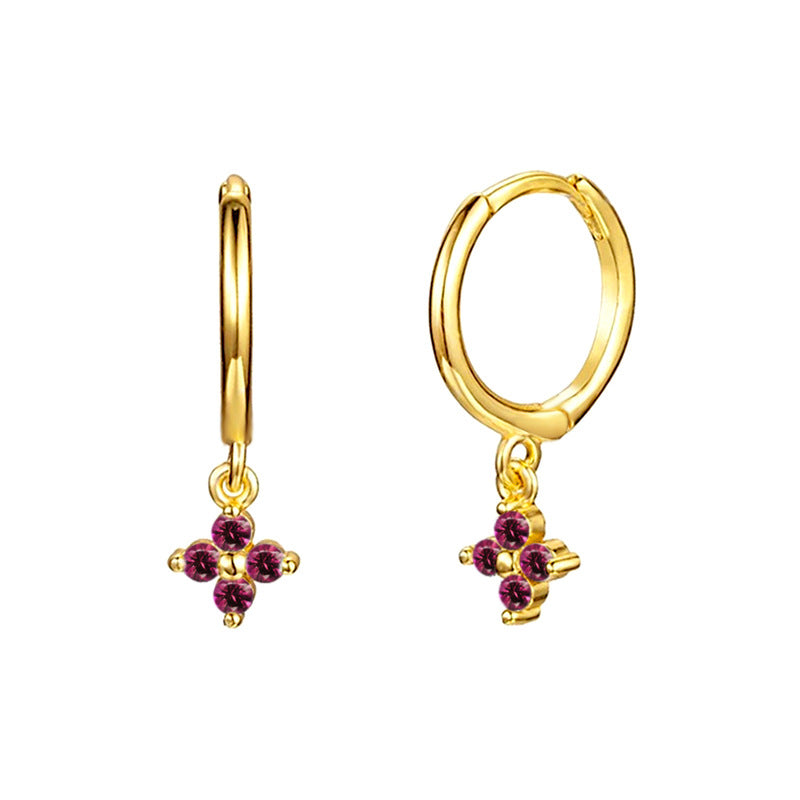 Small Flower Everyday Clip On Hoop Earrings 