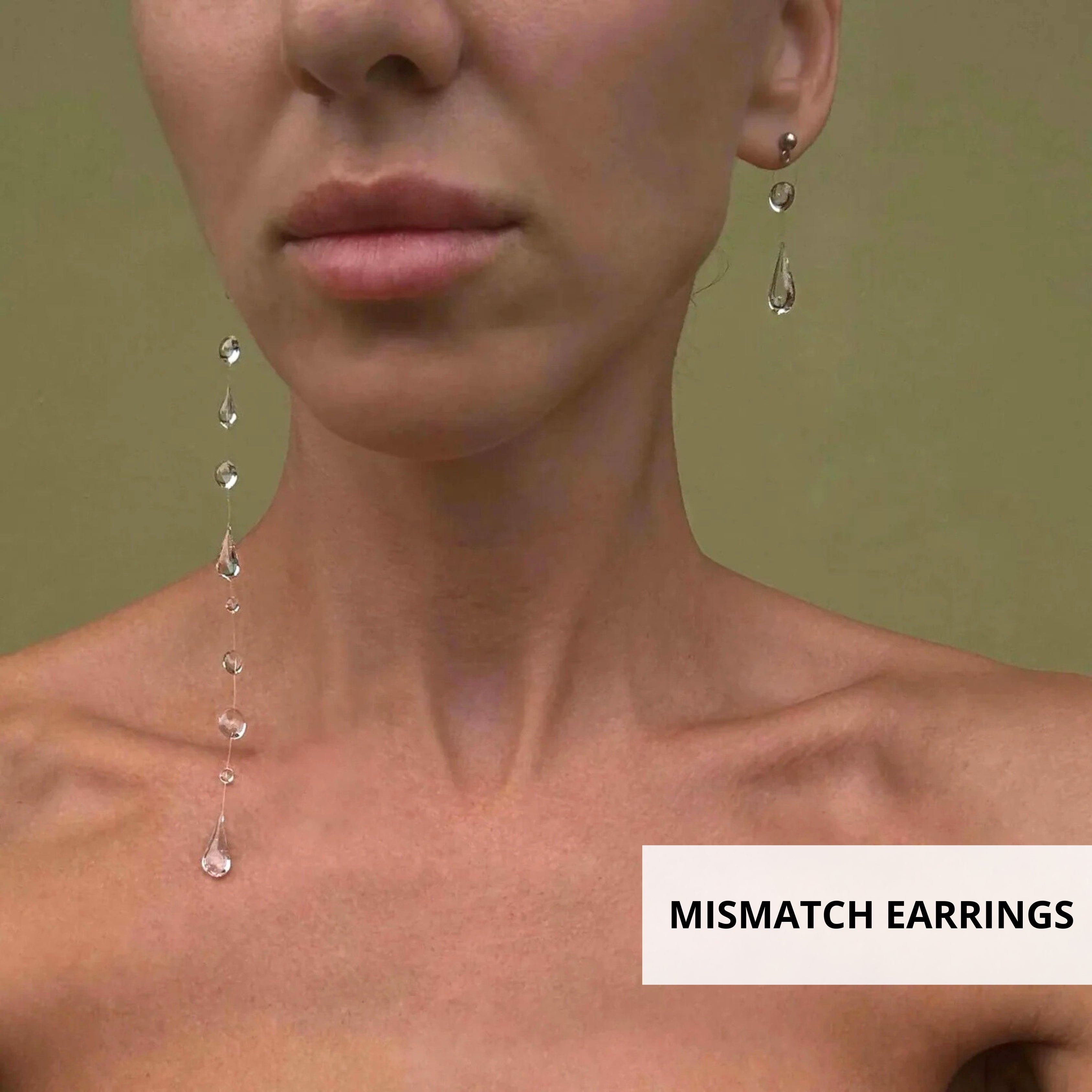Mismatch Waterdrop Invisible Earrings