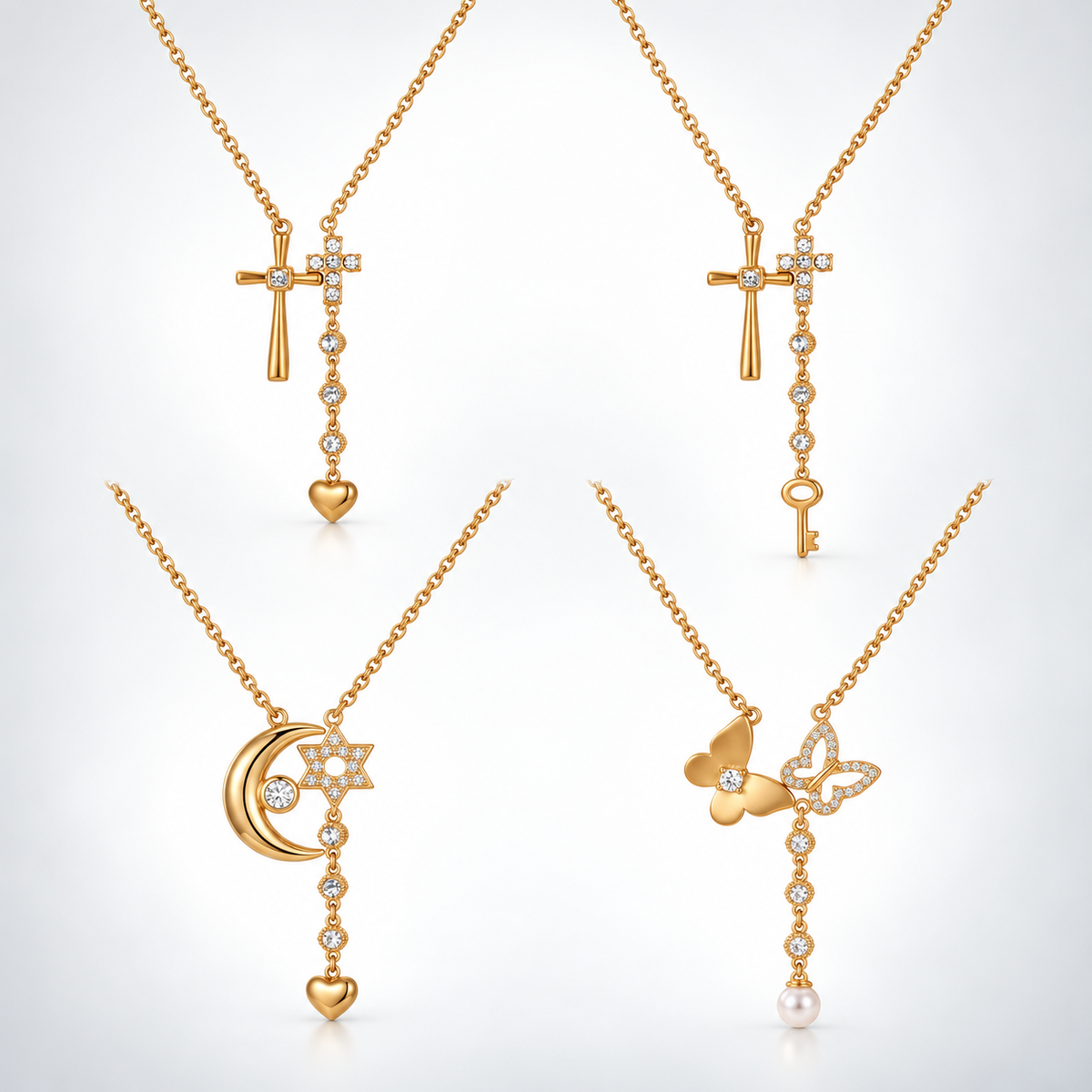 Celestial Whispers Butterfly Star Lariat Necklace